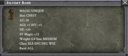 SILVERY ROBE item card